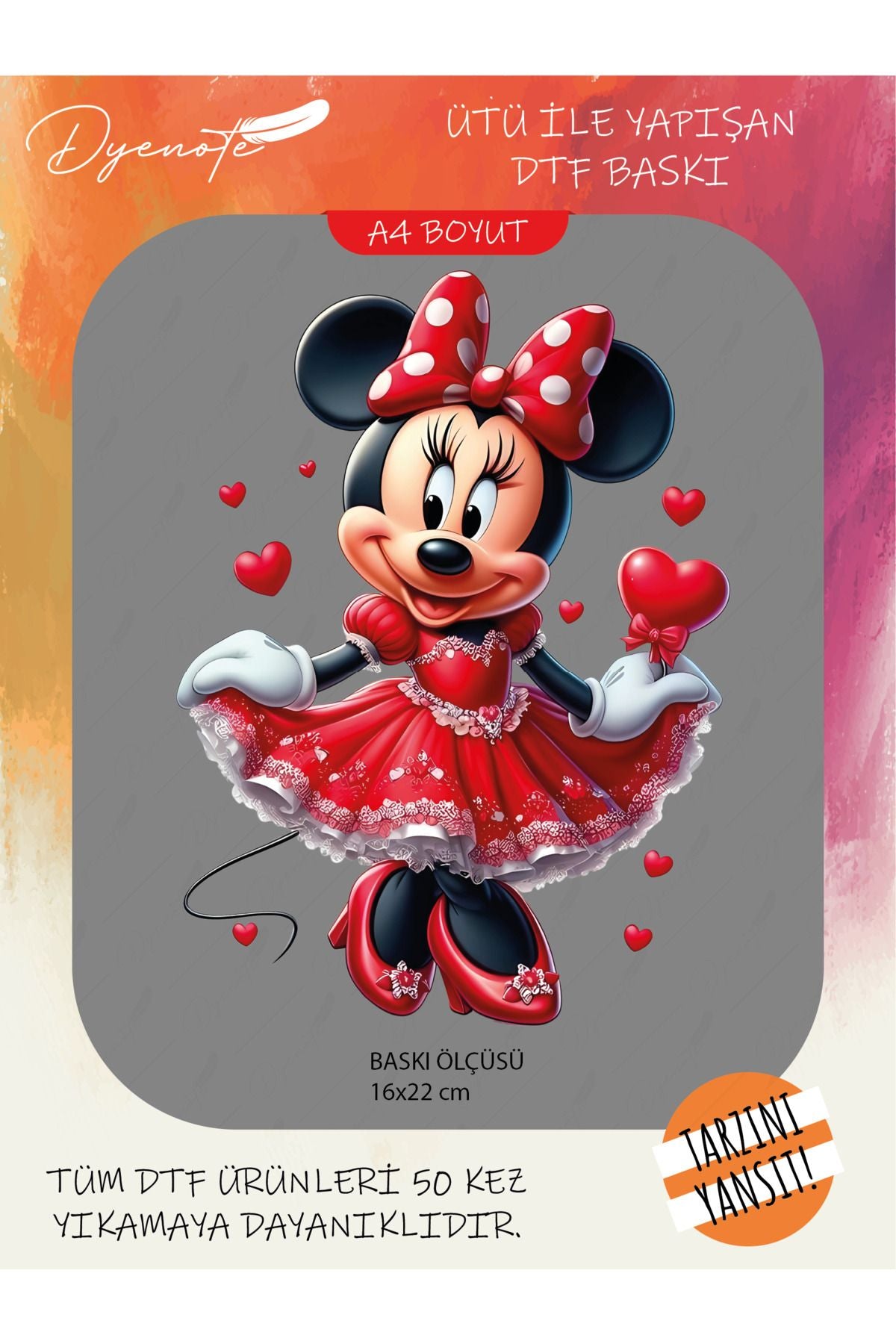 Minnie Mouse 2 DTF Transfer Kağıdı A4 - Ütüyle Yapıştır - Dyenote