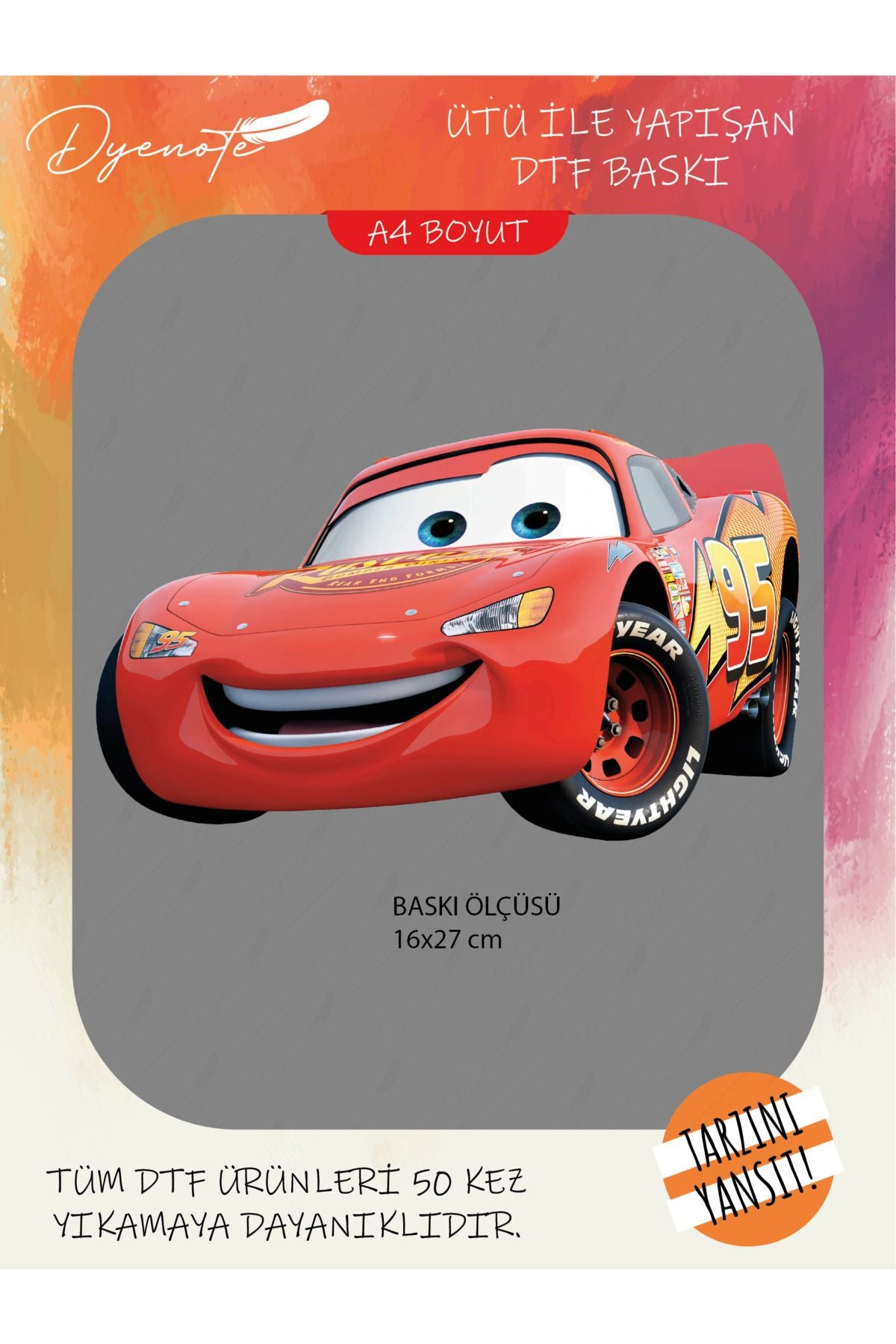 Lightning McQueen 1 DTF Transfer Paper A4 - Iron-On