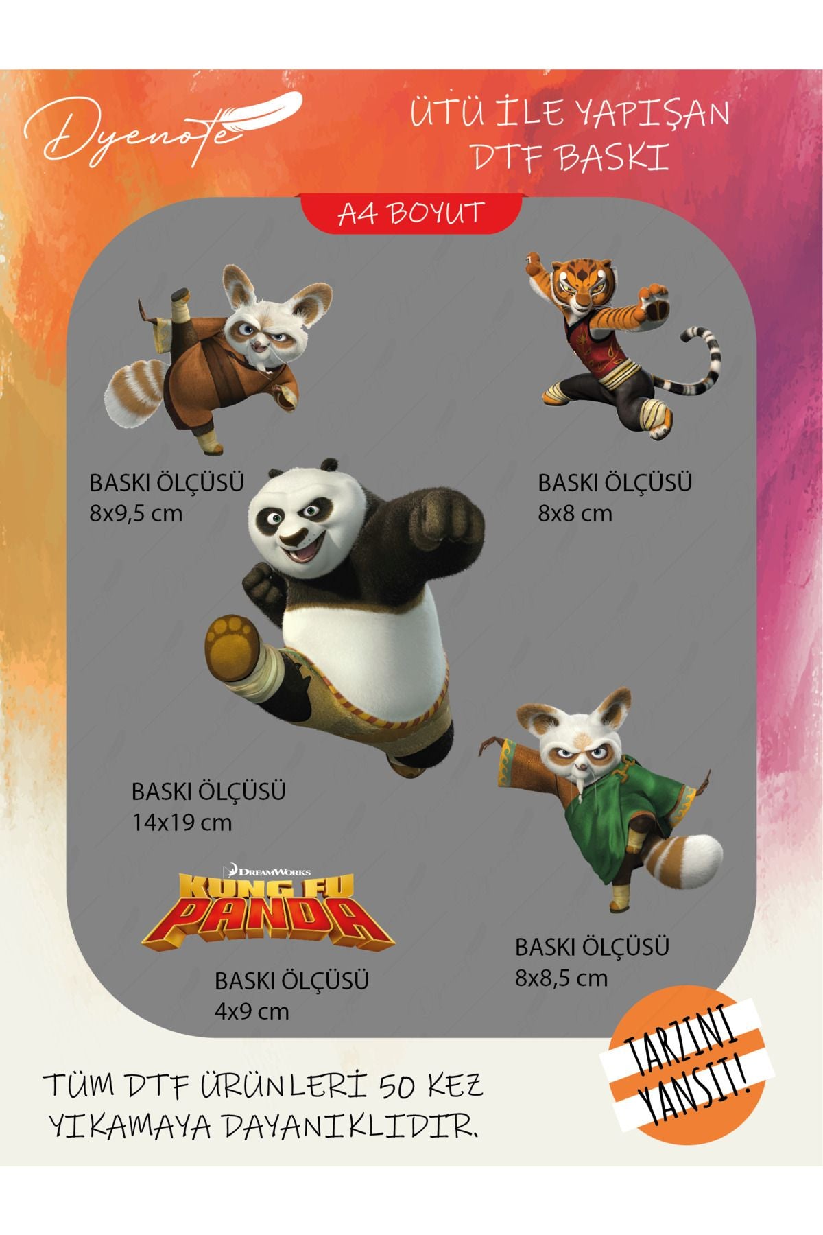 Kung Fu Panda 4 DTF Transfer Kağıdı A4 - Ütüyle Yapıştır - Dyenote