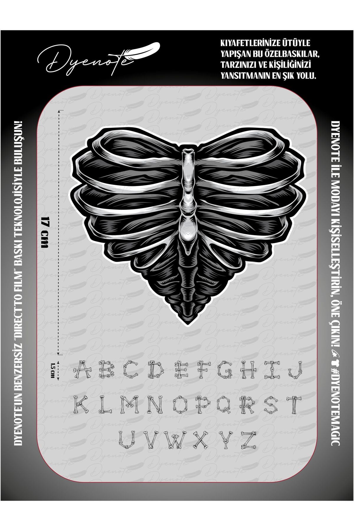 İskelet 3 DTF Transfer Kağıdı A4 - Ütüyle Yapıştır - Dyenote