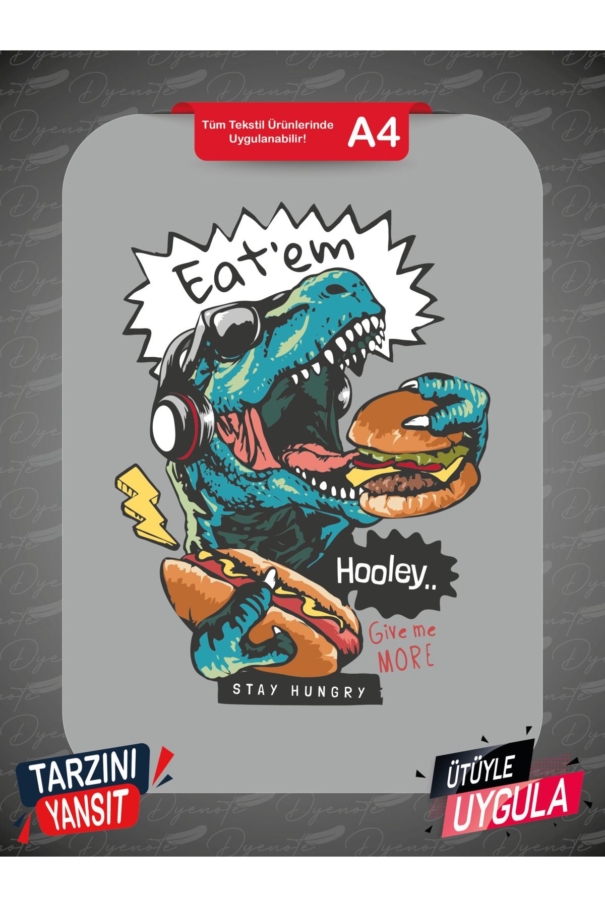 Eating Dinosaur DTF Transfer Paper A4 - Iron-On