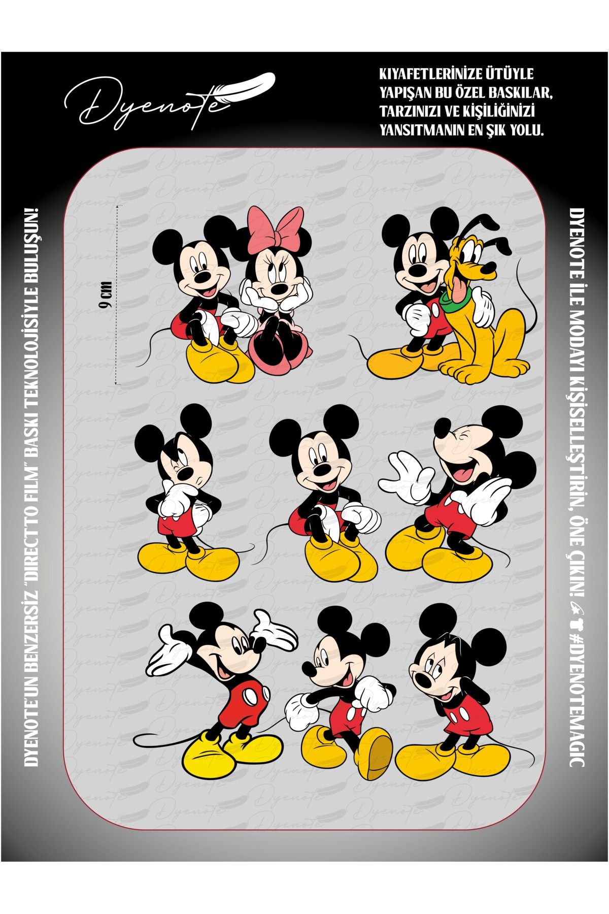 Mickie Mouse 3 DTF Transfer Kağıdı A4 - Ütüyle Yapıştır - Dyenote