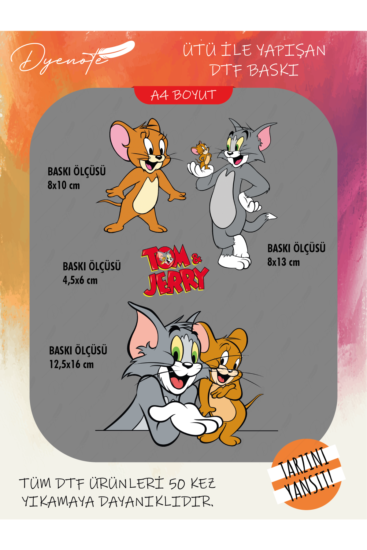 Tom ve Jerry 1 DTF Transfer Kağıdı A4 - Ütüyle Yapıştır