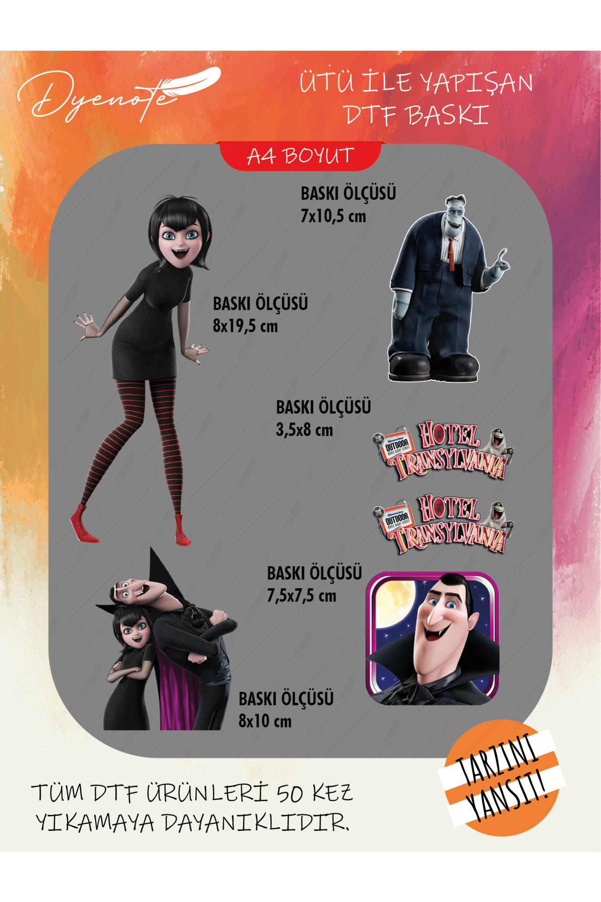 Hotel Transylvania DTF Transfer Kağıdı A4 - Ütüyle Yapıştır