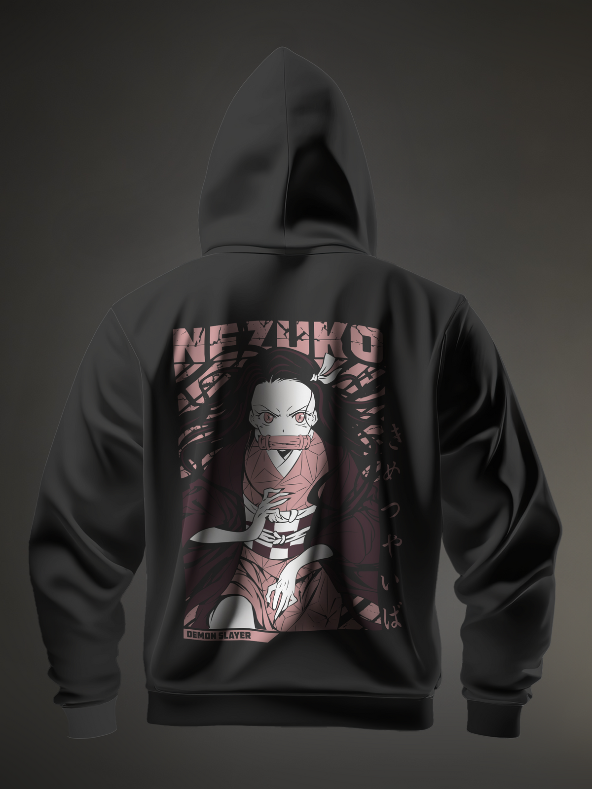 Nezuko Kamado Demon Slayer Black Men's Oversize Hooded Sweatshirt