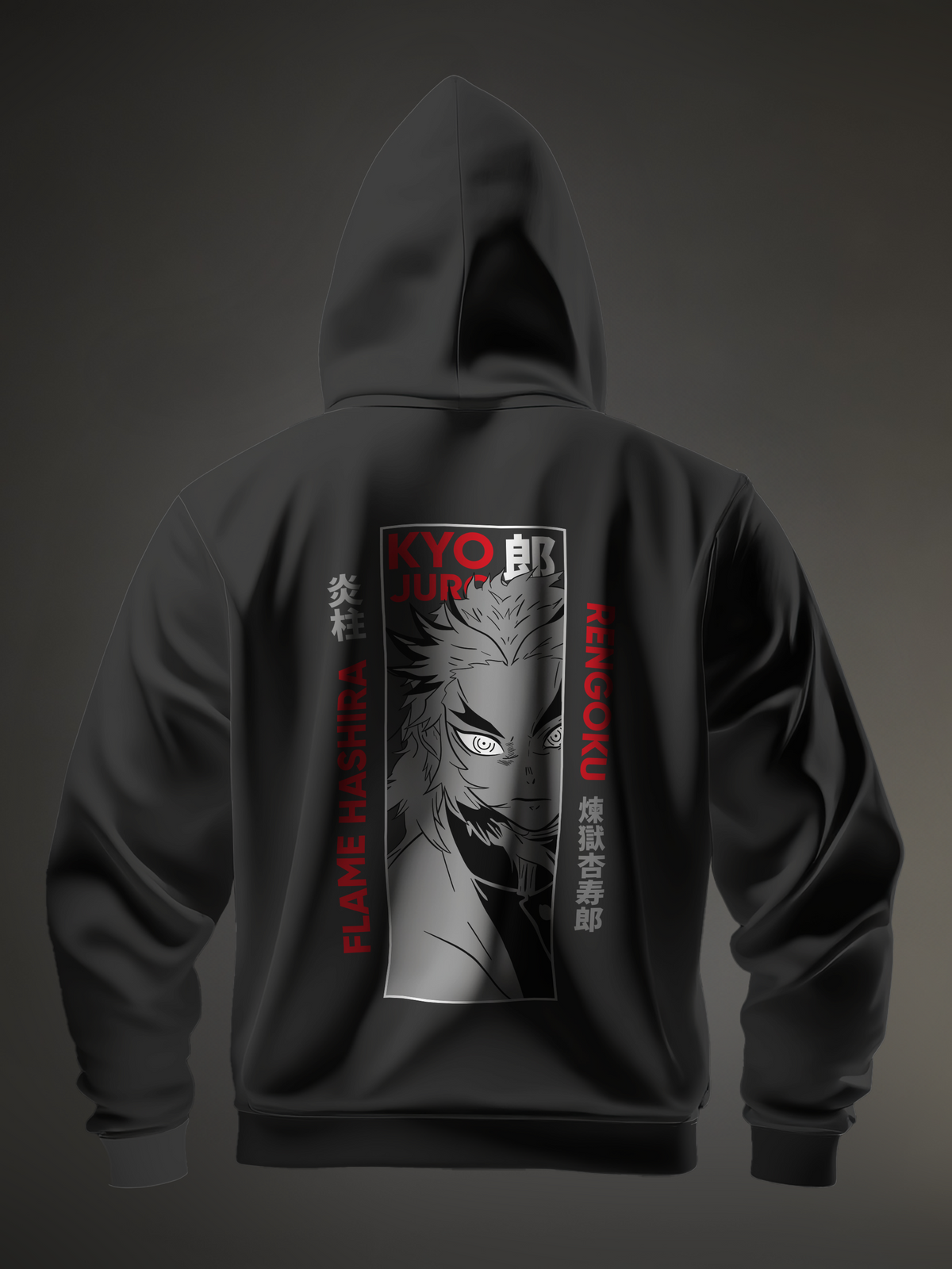 Kyōjurō Rengoku 1 Demon Slayer Black Men's Oversize Hooded Sweatshirt