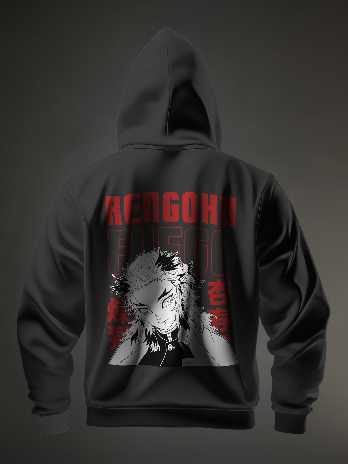 Kyōjurō Rengoku 2 Demon Slayer Black Men's Oversize Hooded Sweatshirt