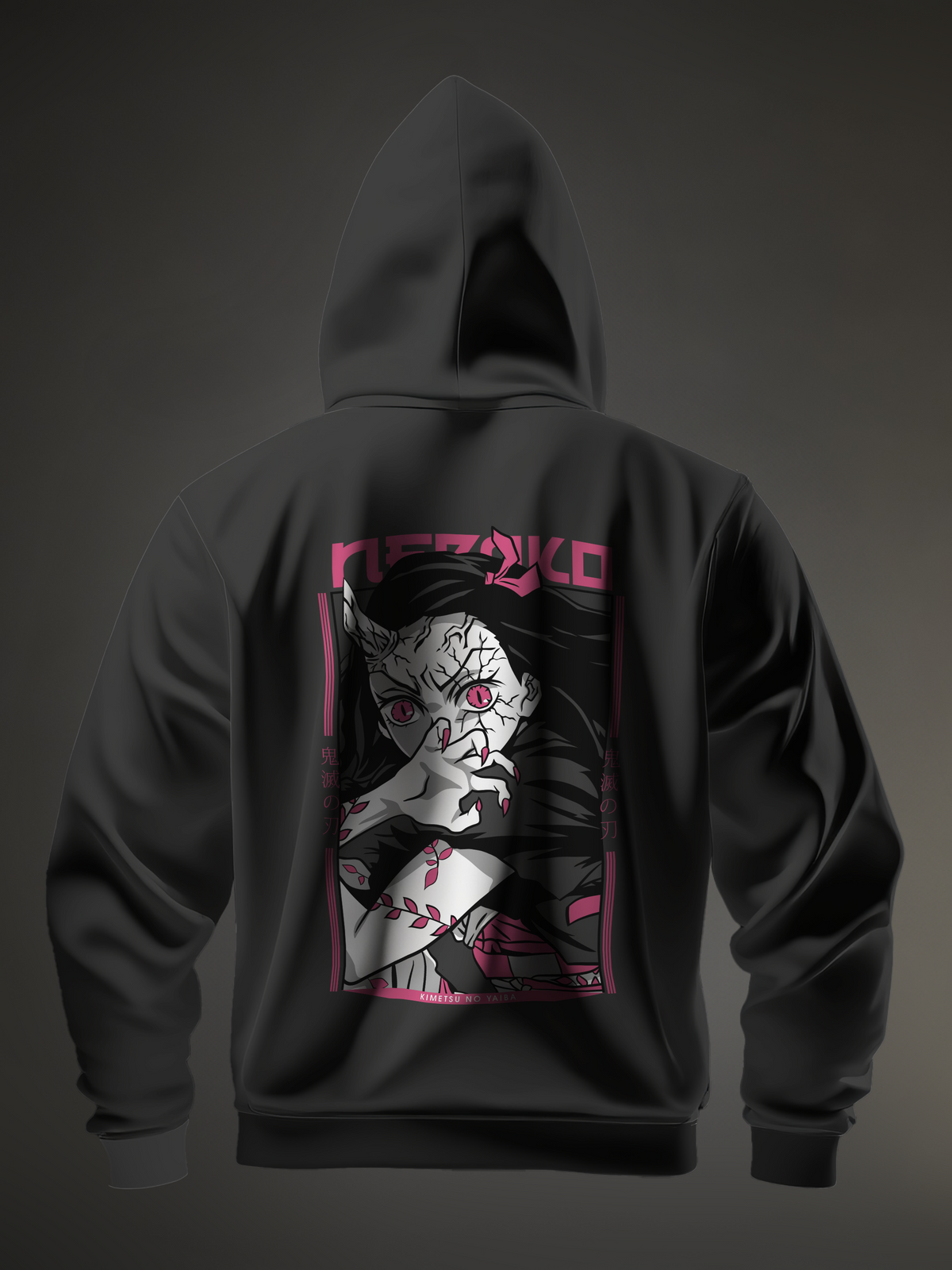 Nezuko Kamado 2 Demon Slayer Black Men's Oversize Hooded Sweatshirt