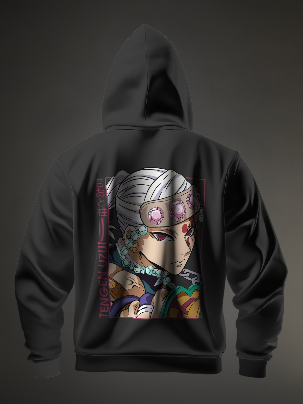 Tengen Uzui 3 Demon Slayer Black Men's Oversize Hooded Sweatshirt