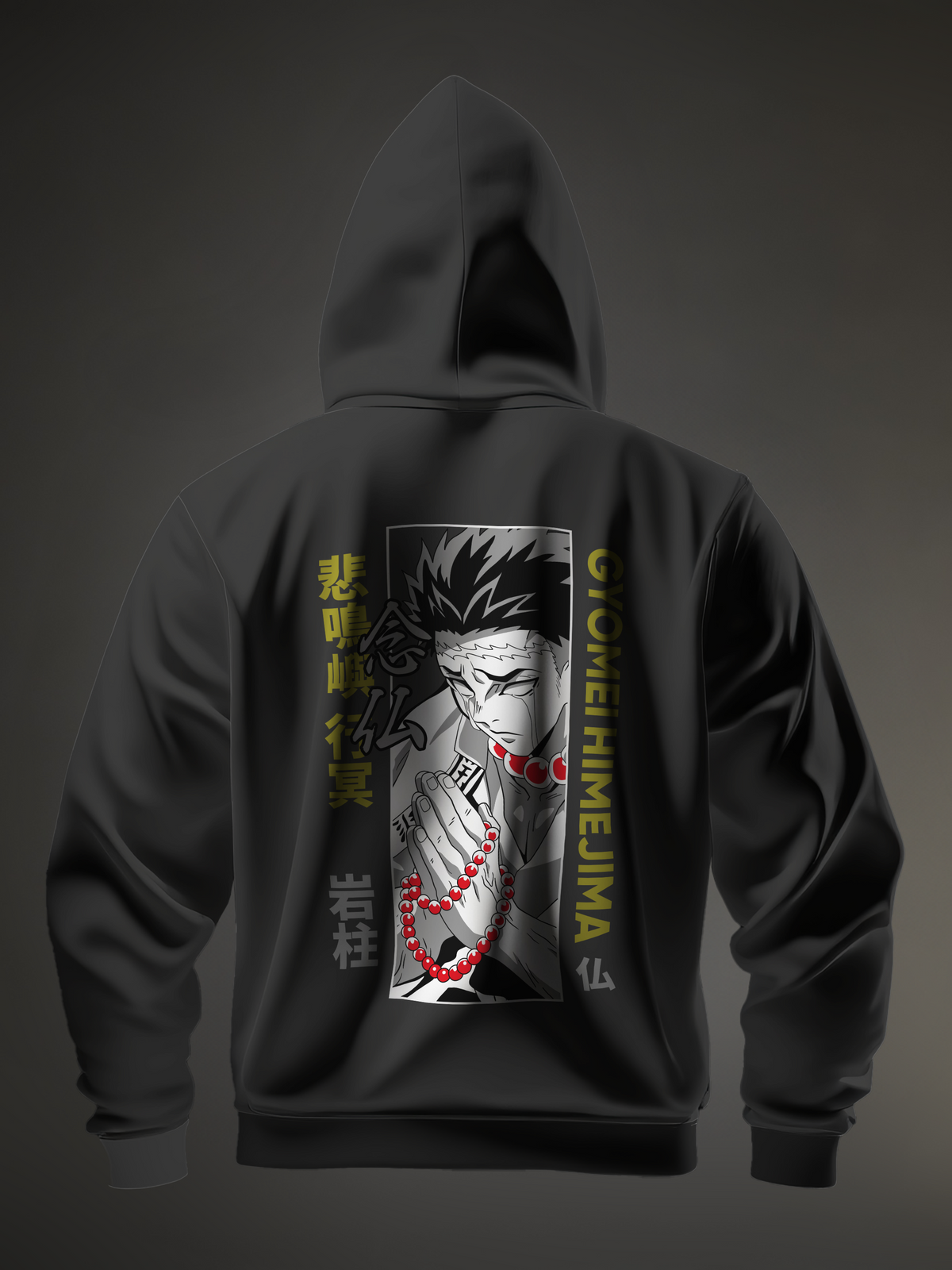 Gyomei Himejima Demon Slayer Black Men's Oversize Hooded Sweatshirt