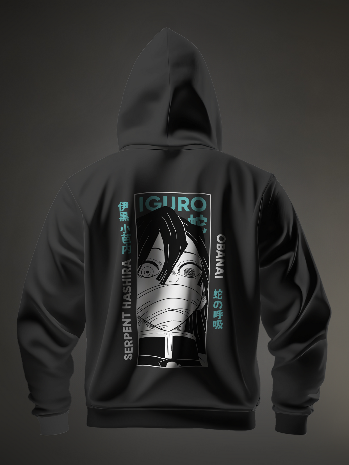 Obanai Iguro Demon Slayer Black Men's Oversize Hooded Sweatshirt