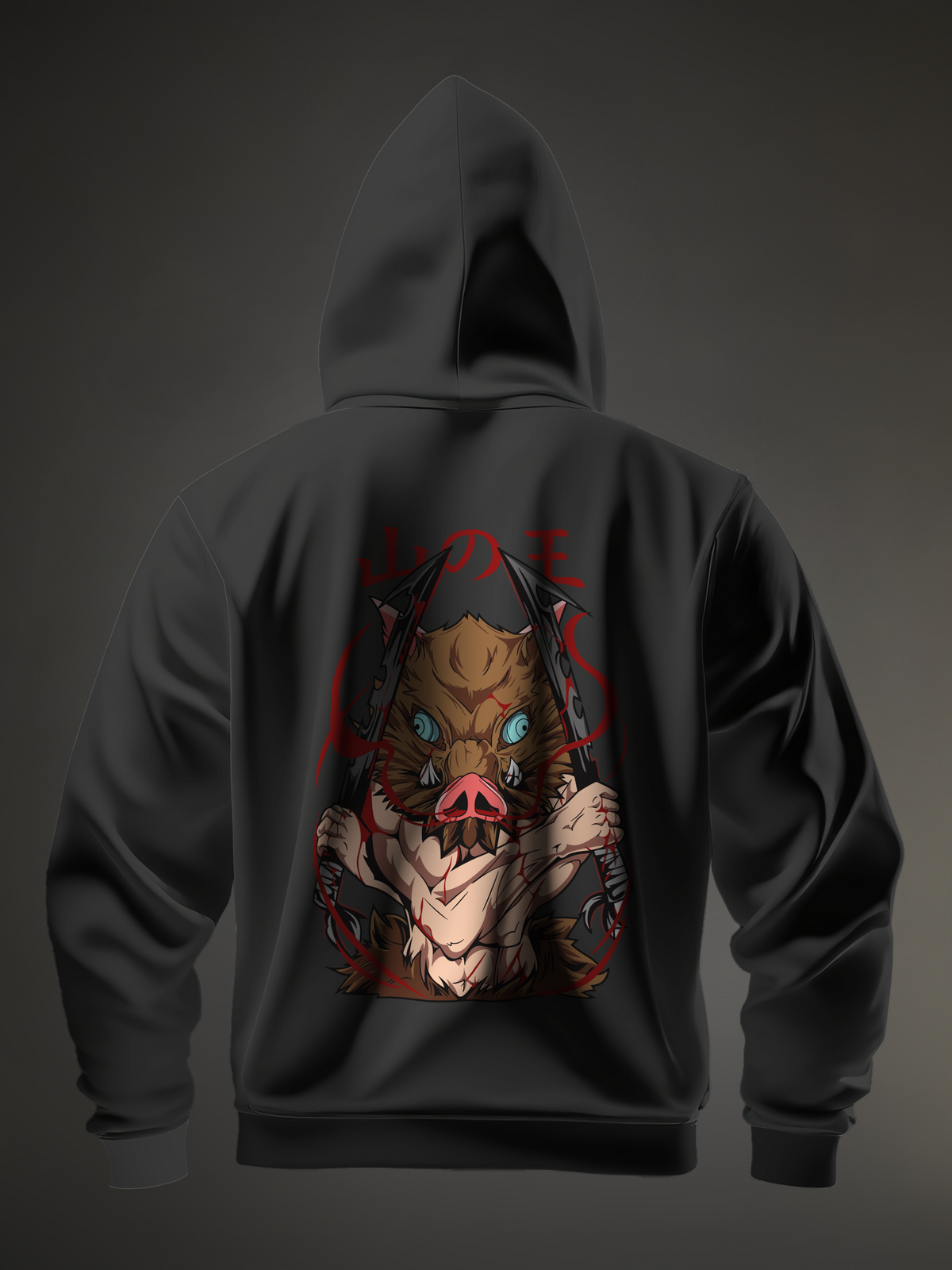 Inosuke Hashibira 2 Demon Slayer Black Men's Oversize Hooded Sweatshirt