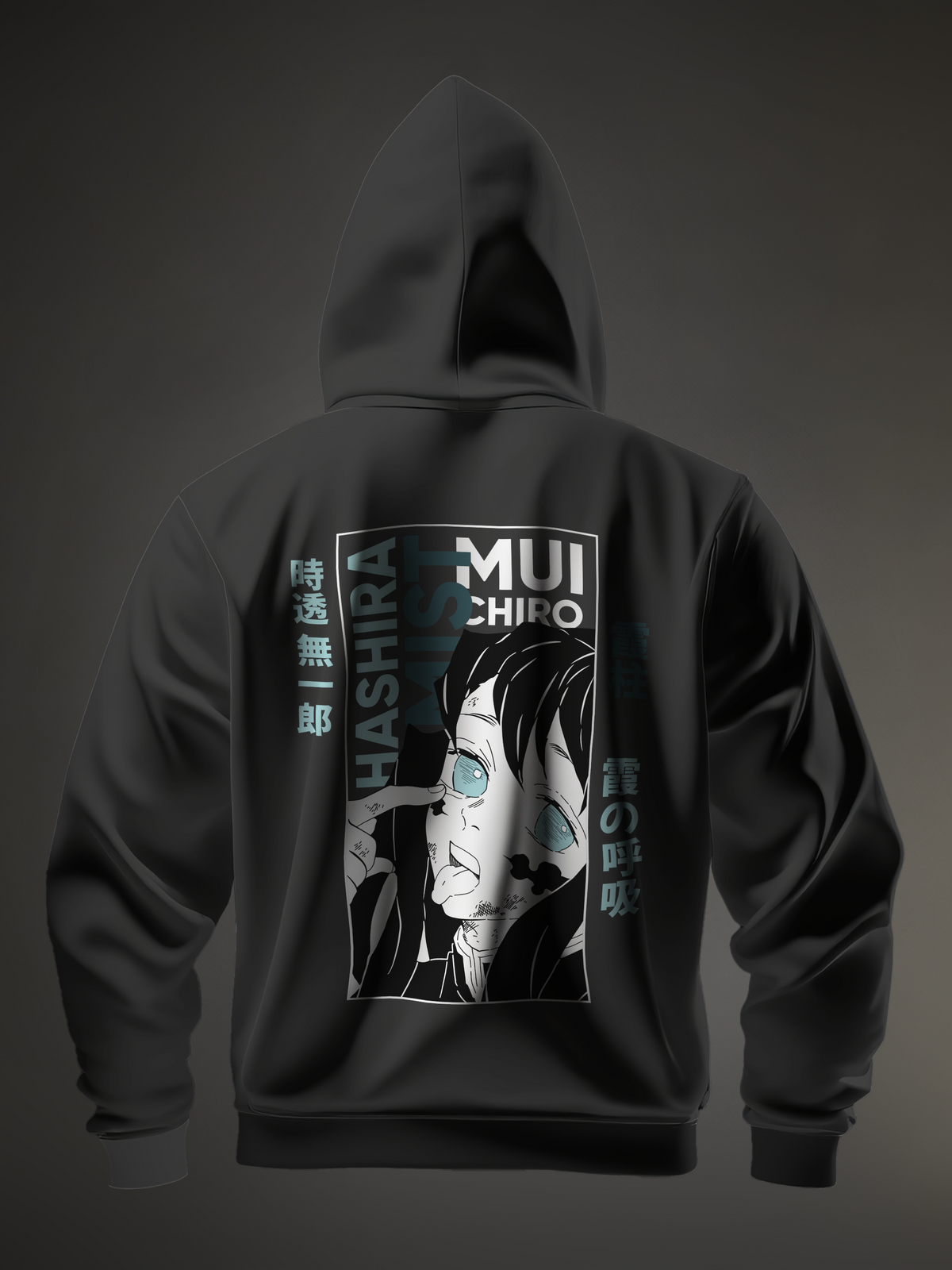 Muichiro Tokito Demon Slayer Black Men's Oversize Hooded Sweatshirt