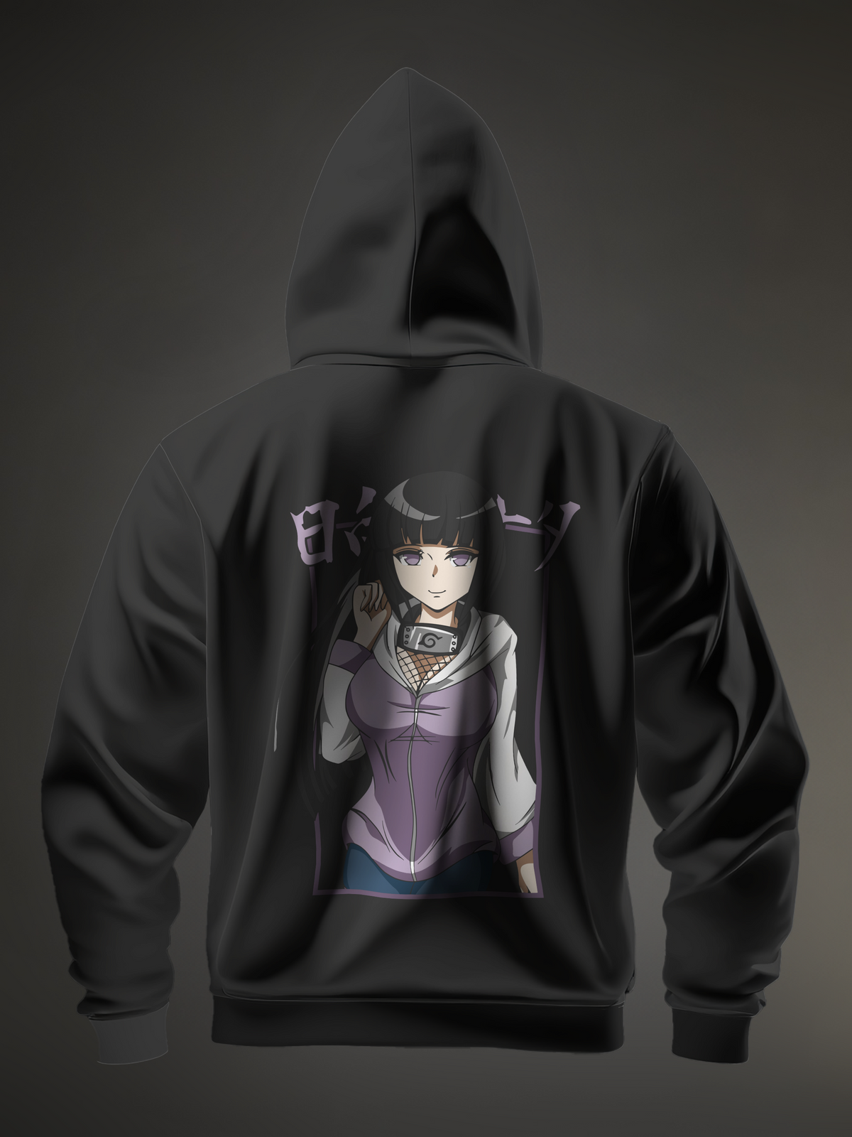 Hinata Hyuga Naruto Black Men's Oversize Hooded Sweatshirt