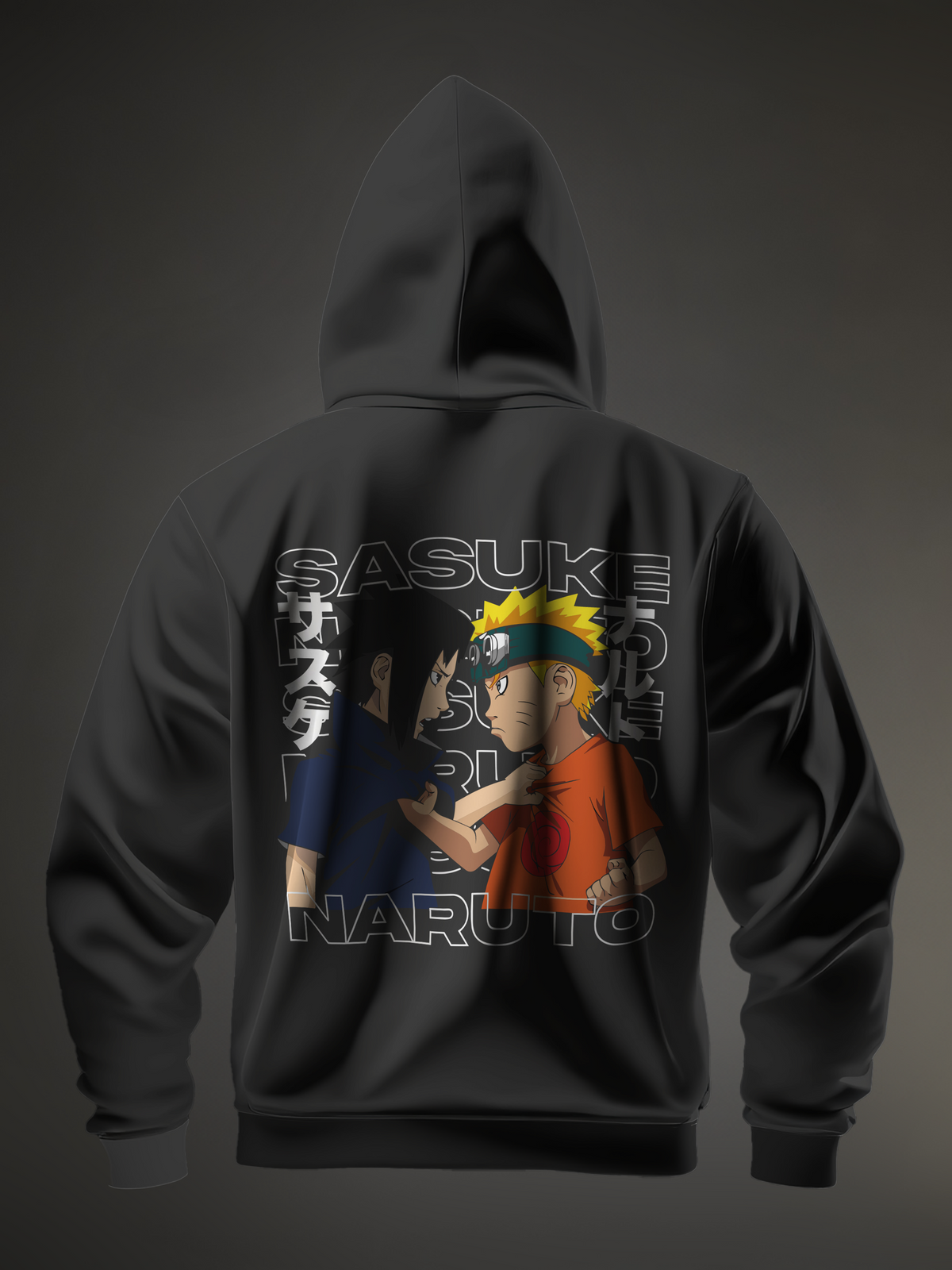 Sasuke Uchiha 2 Naruto Black Men's Oversize Hooded Sweatshirt