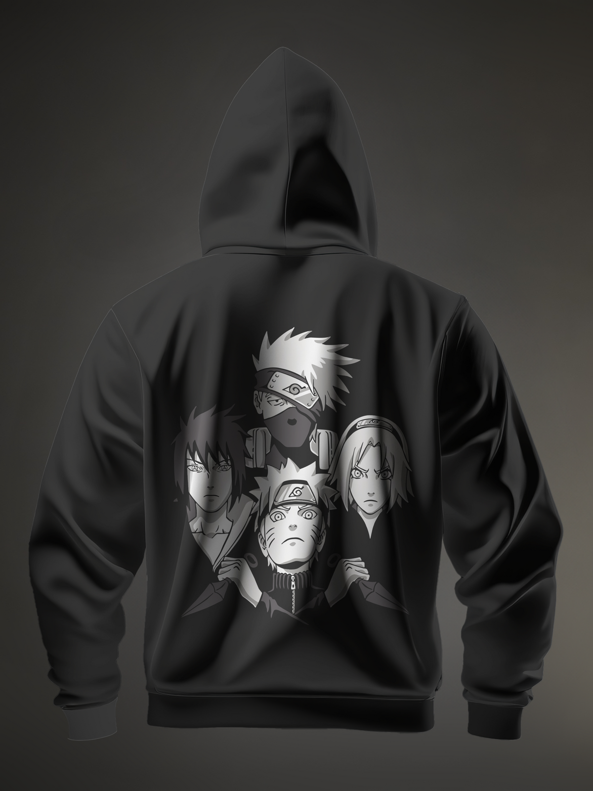 Shippuden 2 Naruto Black Men's Oversize Hooded Sweatshirt